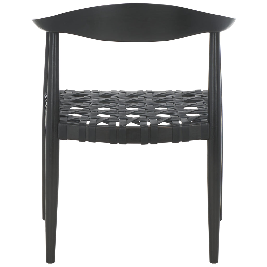 Black Leather Woven Accent Chairs F1143