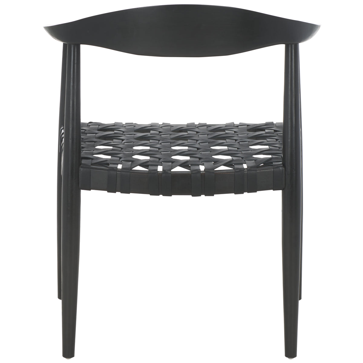 Black Leather Woven Accent Chairs F1143