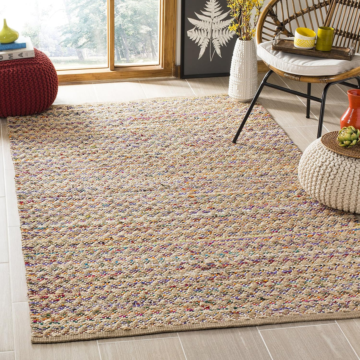 Handmade Braided Jute Runner 2'3 x 8' Blue Natural I43619