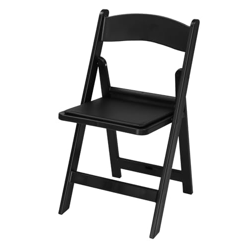 Black Resin Stackable Folding Chair with Padded Seats D52946