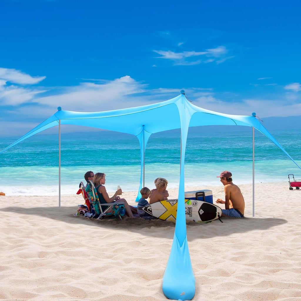 Beach Tent Sun Shelter, 4 Person Pop Up Canopy with Sand Shovel and Tent Pegs F989321