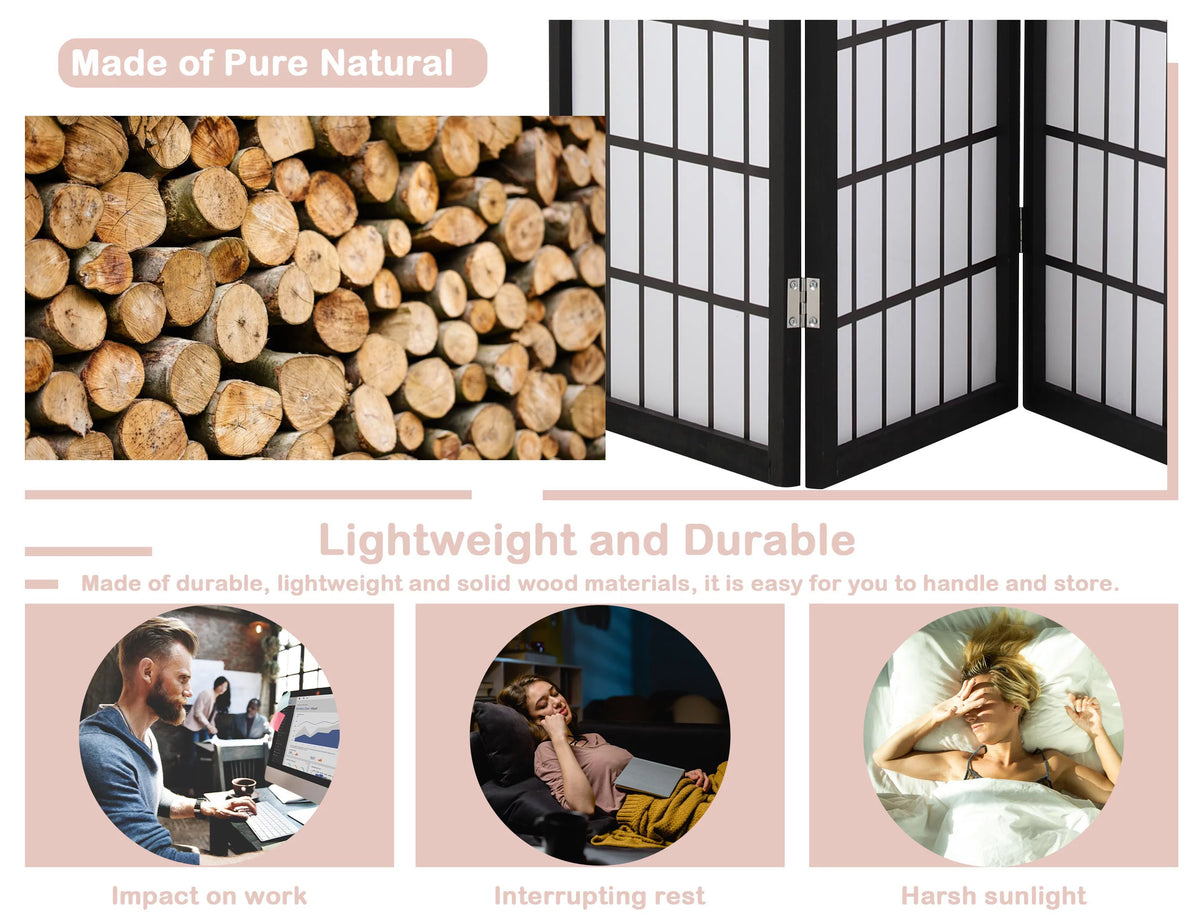 Wood 4 Panels 6Ft Folding Room Divider L695387