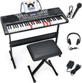 61-Key Electronic Keyboard Piano with Lighted Keys, Built-in Speakers, Headphones, Adjustable Stand S362