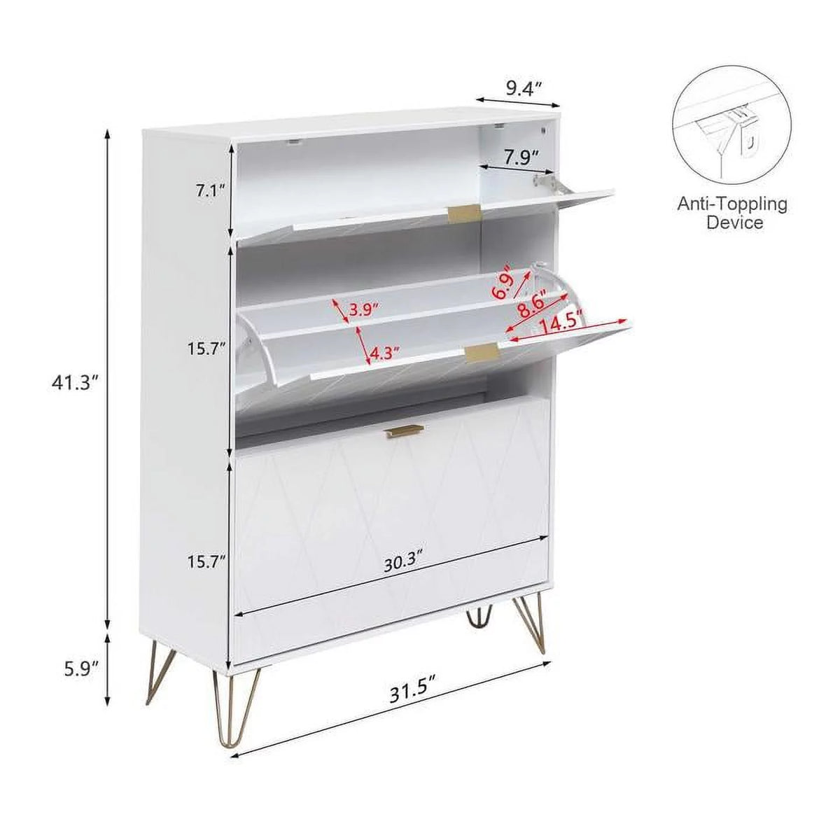 White Flip Down Shoe Cabinet Y474