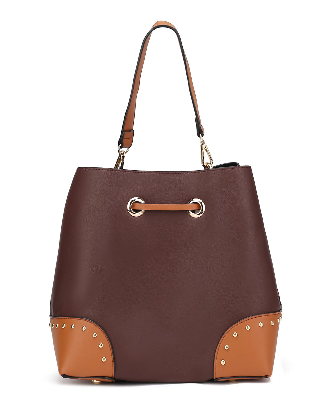 Black Vegan Leather Bucket Bag & Wristlet Wallet 2-Piece Set T5144