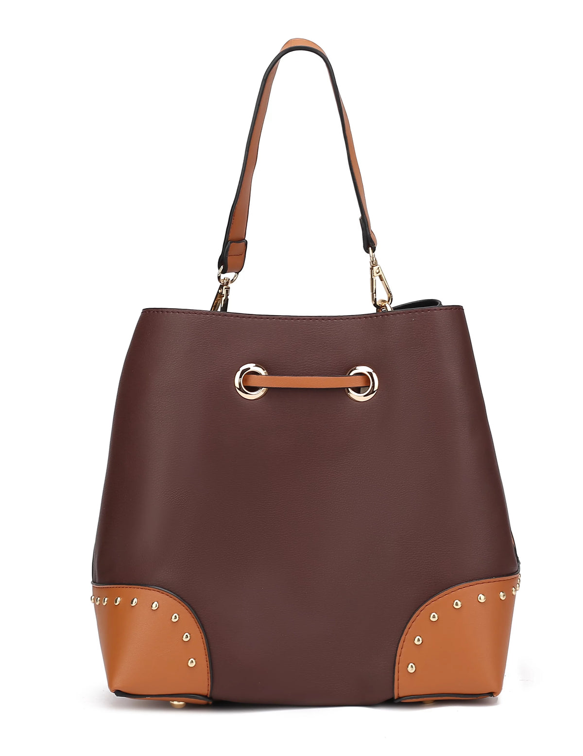 Black Vegan Leather Bucket Bag & Wristlet Wallet 2-Piece Set T5144