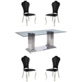 5-Piece Steel Dining Table & 4 Side Chairs in Black B96201