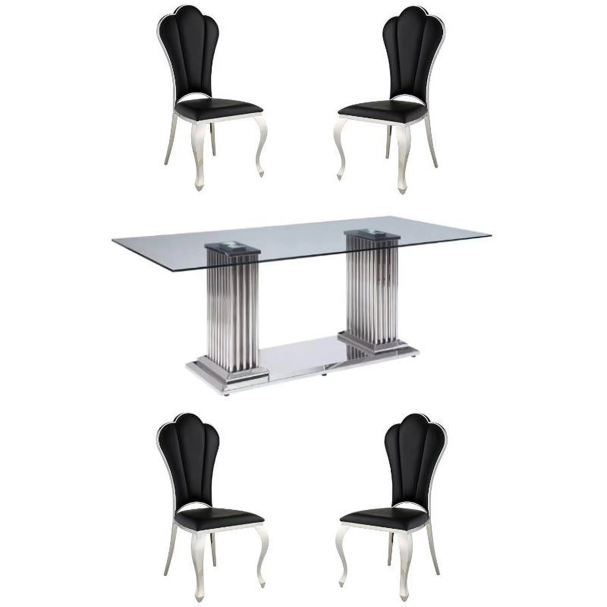 5-Piece Steel Dining Table & 4 Side Chairs in Black B96201