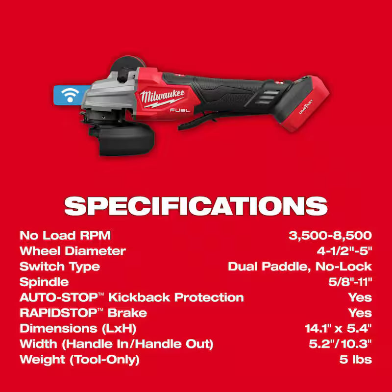 18V Lithium-Ion Brushless Cordless 4-1/2 in./5 in. Braking Grinder G37035