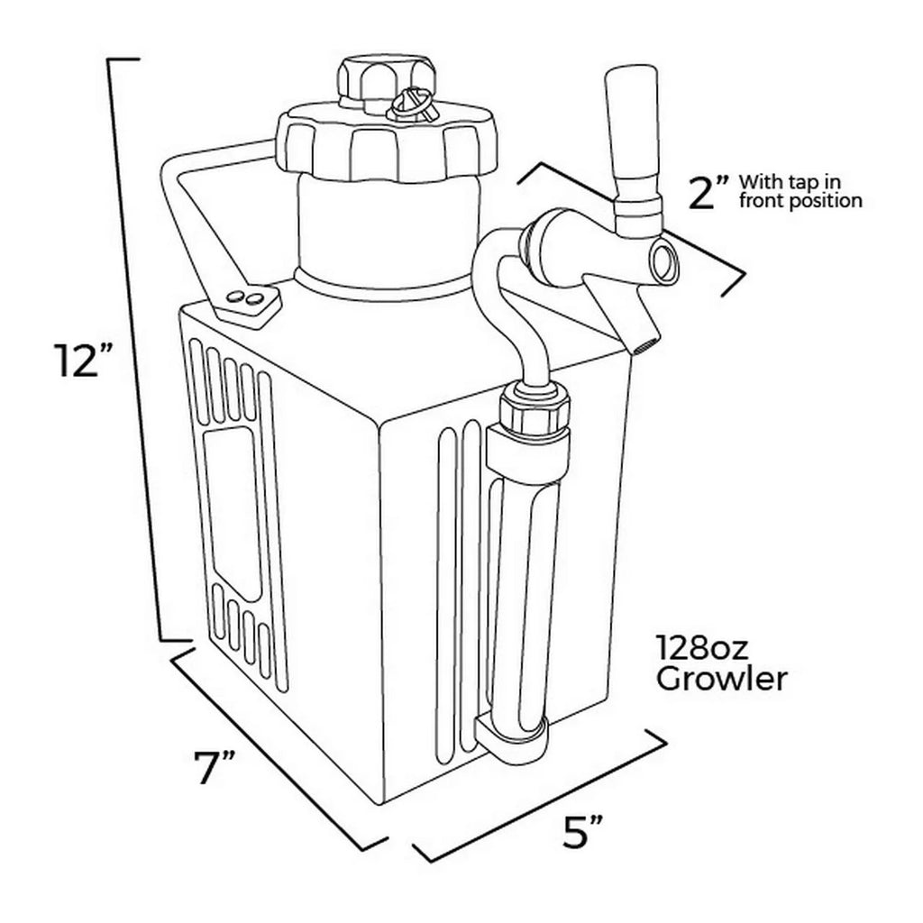 128 oz Brushed Polish Pressurized Growler with Cap and Tap T695