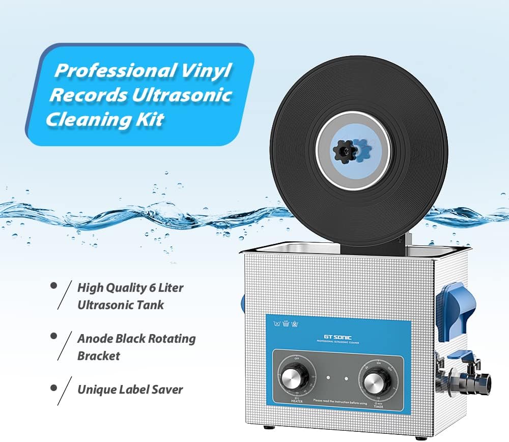 Gray Mechanical Vinyl Record Ultrasonic Cleaner with Records Bracket F658