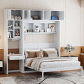 White Full Size Wall Murphy Bed with Built-in Desk & Shelves X812638