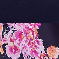 Navy Floral Spaghetti Strap V Neck Full-Length Fit + Flare Dress S1647