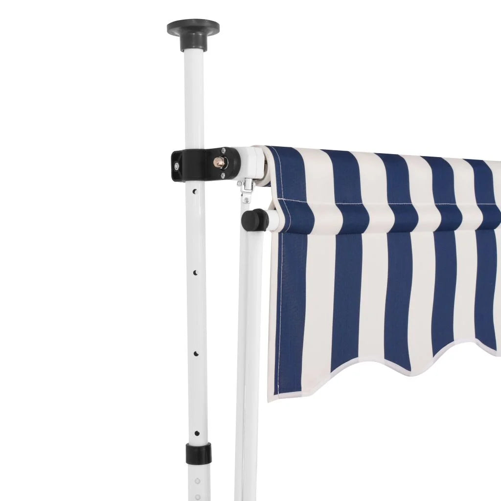 Manual Retractable Awning 137.8" Blue and White Stripes G197
