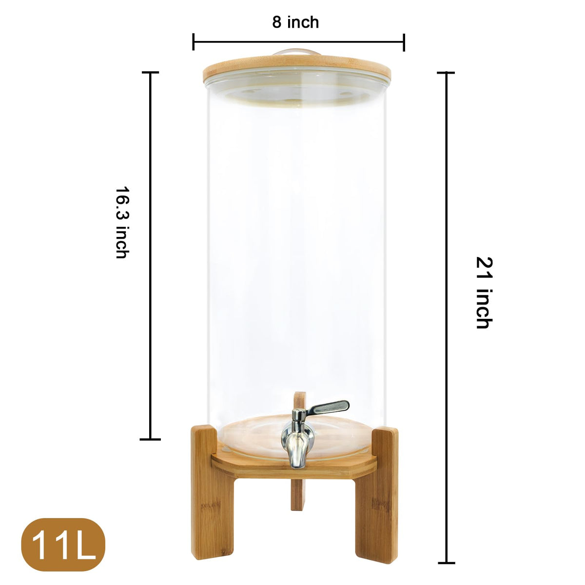 3 Gallon Glass Drink Dispenser with Spigot V428