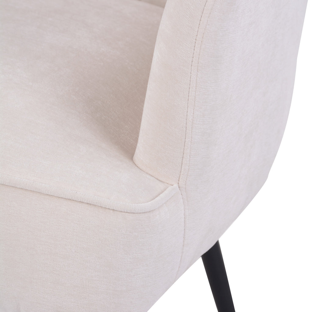 White Upholstered Fabric Accent Chair with Wooden Legs A659