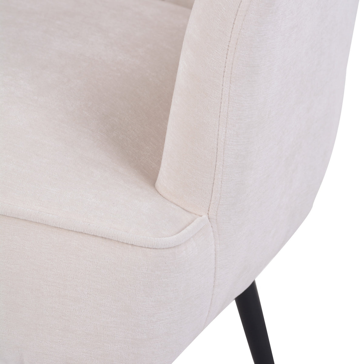 White Upholstered Fabric Accent Chair with Wooden Legs A659