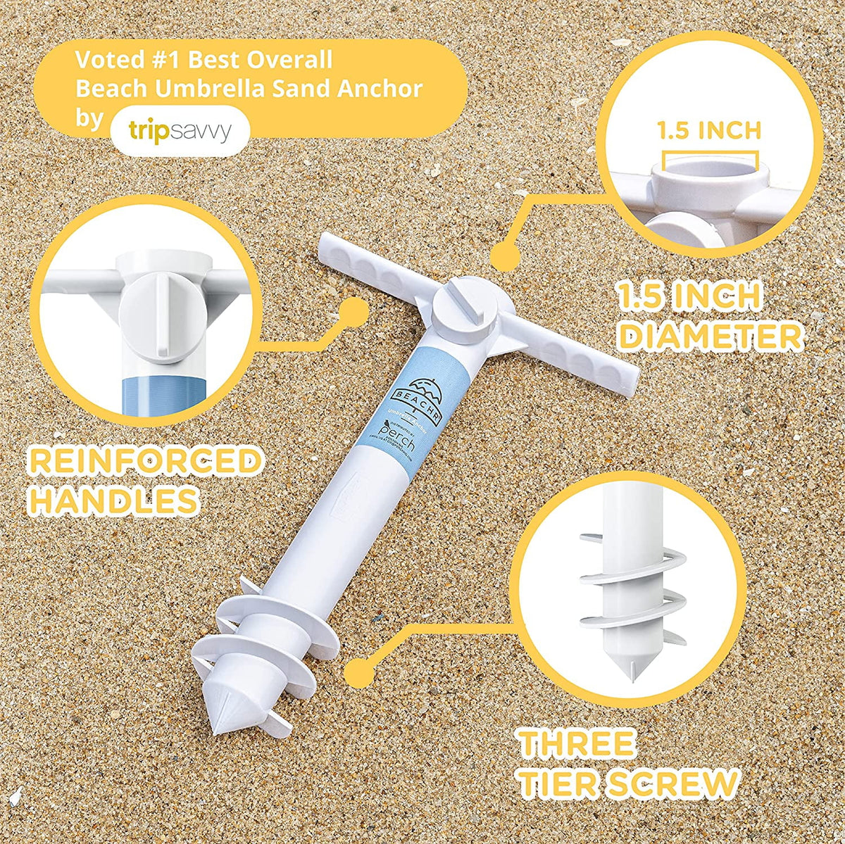 White Screw 15 in Beach Umbrella Sand Anchor H519