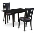 3 Piece Dining Room Furniture Set with Wooden Table and 2 Faux Leather Chairs H5413