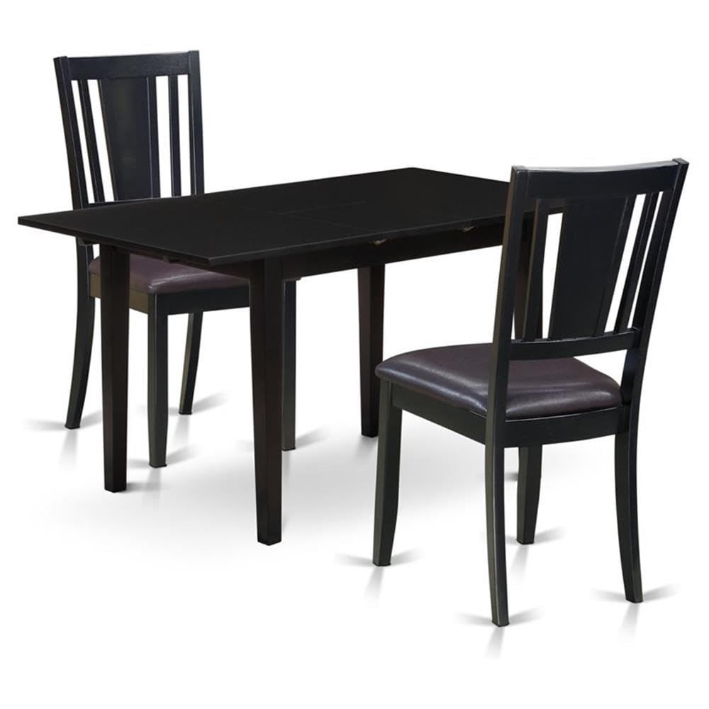3 Piece Dining Room Furniture Set with Wooden Table and 2 Faux Leather Chairs H5413