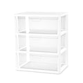 White 3-Drawer Plastic Storage Tower with Clear Bins K7817