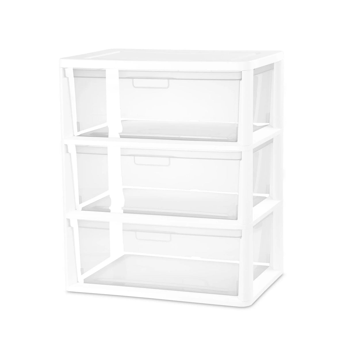 White 3-Drawer Plastic Storage Tower with Clear Bins K7817