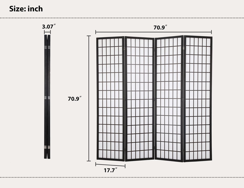 Wood 4 Panels 6Ft Folding Room Divider L695387