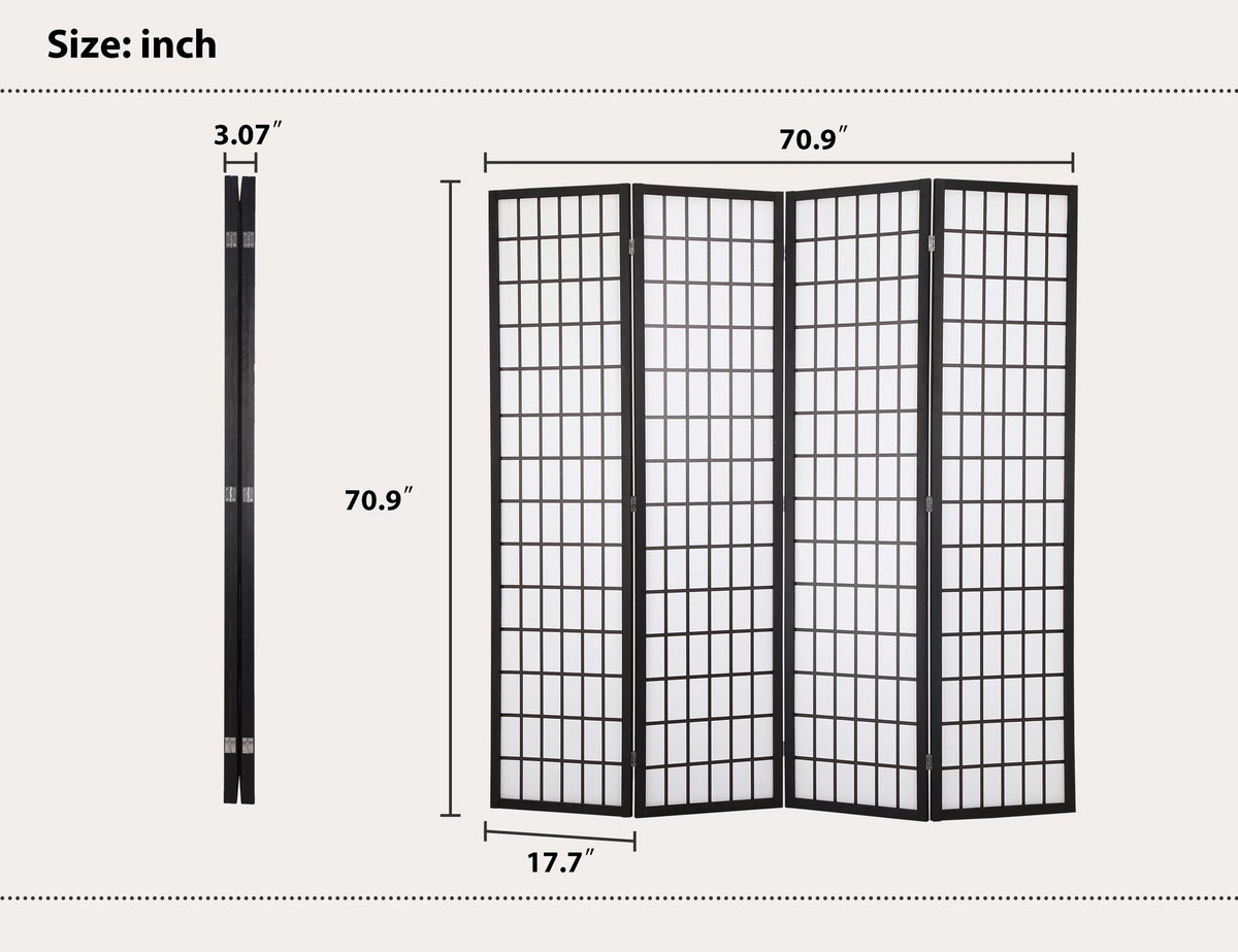 Wood 4 Panels 6Ft Folding Room Divider L695387