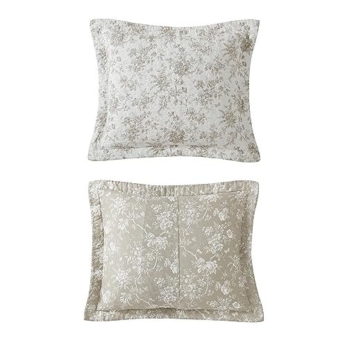 Queen Quilt Set, Reversible Floral Cotton Bedding with Matching Shams V958048
