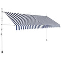 Manual Retractable Awning 137.8" Blue and White Stripes G197