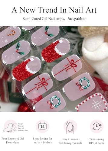 Semi Cured Gel Nail Strips French Snowflake 20 Pcs P855534