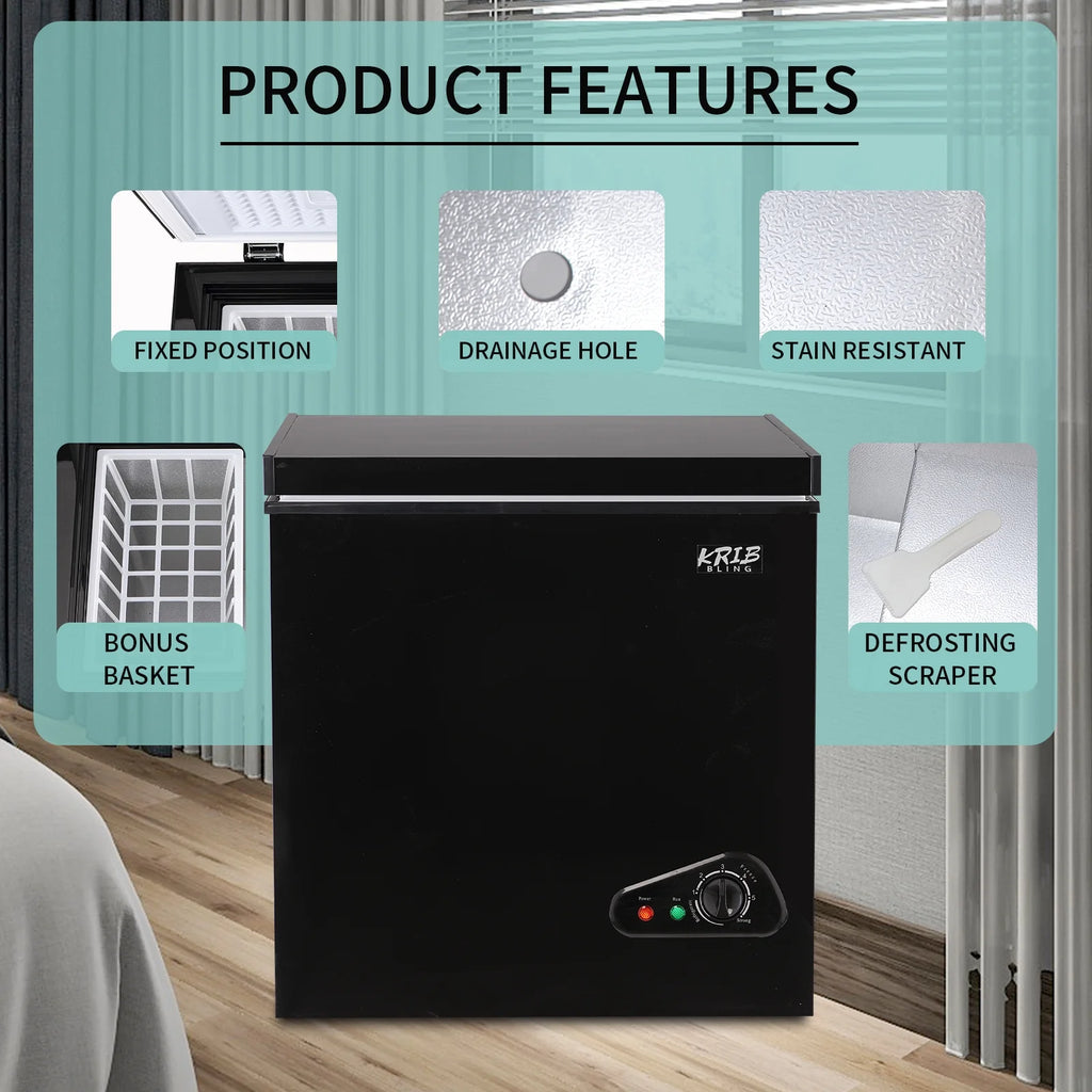 5.0 Cu.ft Black Chest Freezer with Removable Basket M9802