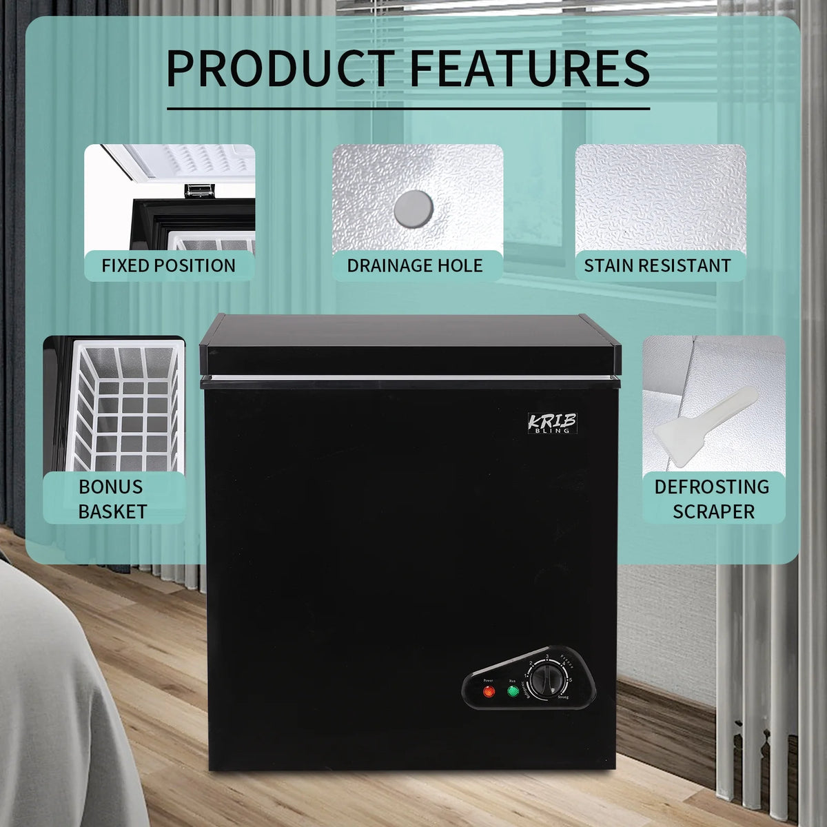 5.0 Cu.ft Black Chest Freezer with Removable Basket M9802
