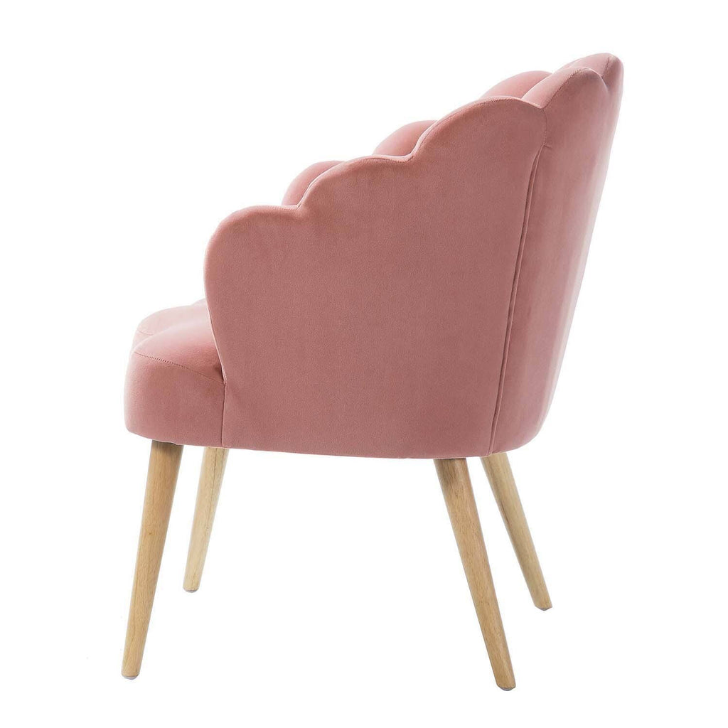 Pink Scalloped Velvet Arm Chair Set of 2 H80372