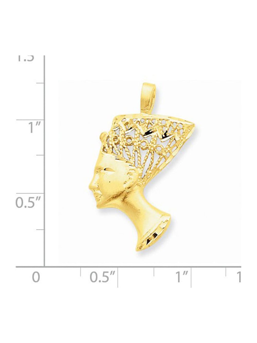 14K Yellow Gold Egyptian Nefertiti Charm Pendant Necklace with Chain J1496