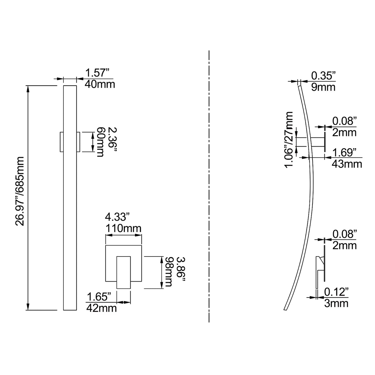 Wall Mounted Solid Brass Single Handle Bathroom Sink Faucet C5568