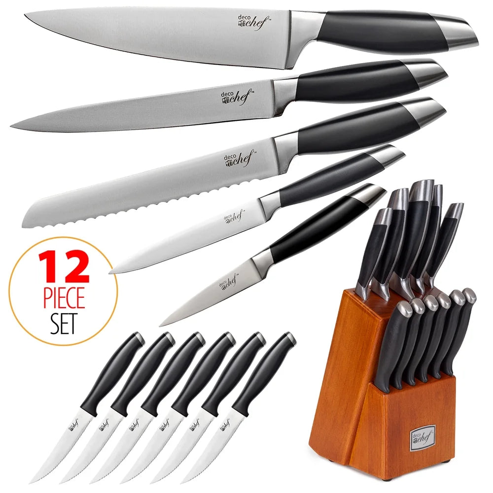 11 Pc Non Stick Cookware Set and 12 Piece Stainless Steel Knife Set R54964