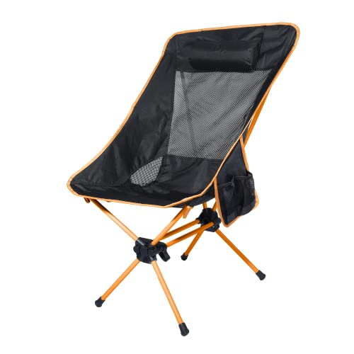 Compact Folding High Back Camping Chair with 2 Side Pockets Black/Gray C8907