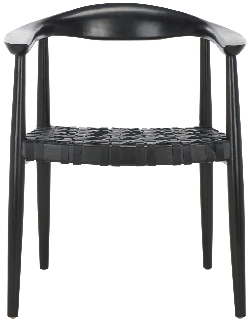 Black Leather Woven Accent Chairs F1143