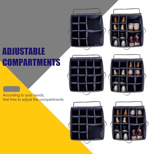 Grey Fabric Shoe Storage Bins for Closet, 16 Pairs U68161