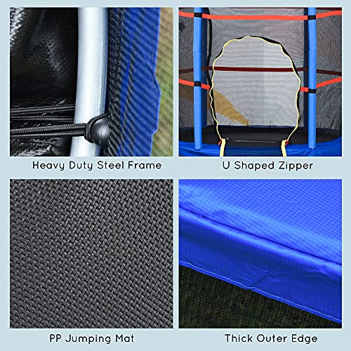 Kids Trampoline with Enclosure Net, Springless Design, Safety Pad and Steel Frame P590213