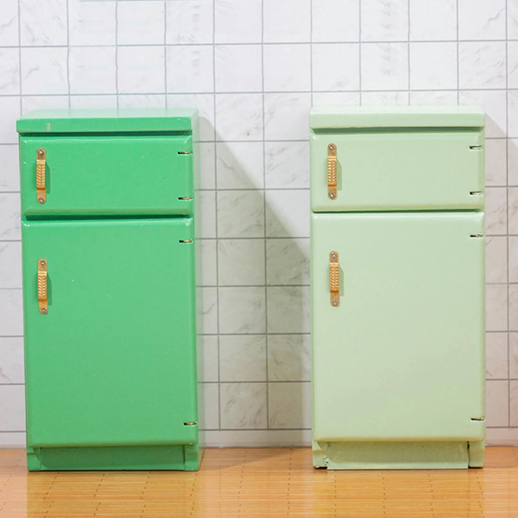 Light Green 1:12 Scale Birch Wood Dollhouse Fridge Furniture Set C820761