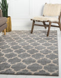 Light Gray Beige 7' 1 x 10' Geometric Trellis Rug D450589