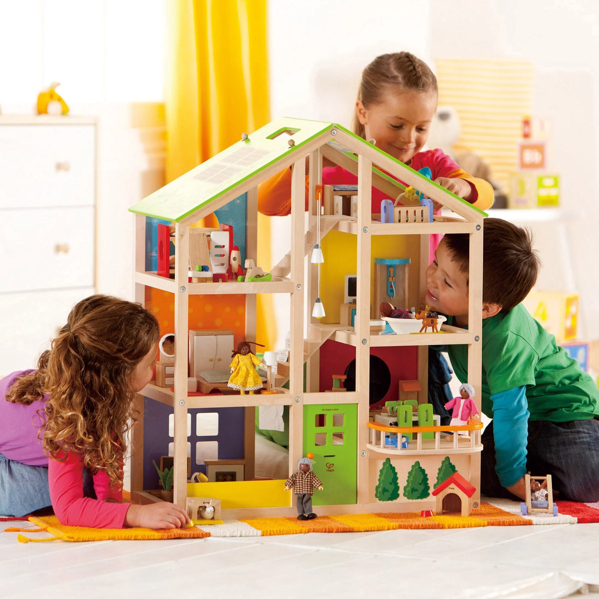 Wooden Furnished Dollhouse Playset Y1482