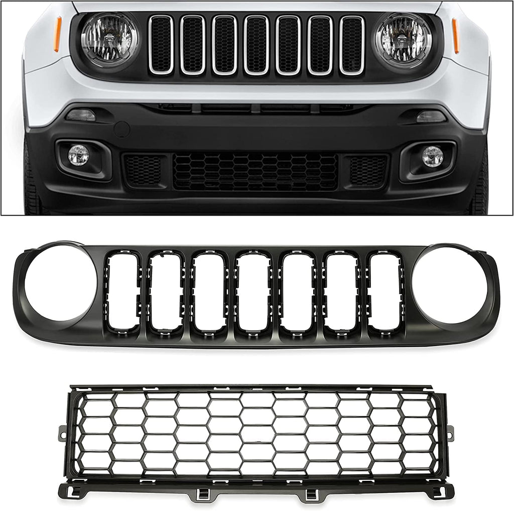 Black 2pcs Front Grille and Lower Grille O264