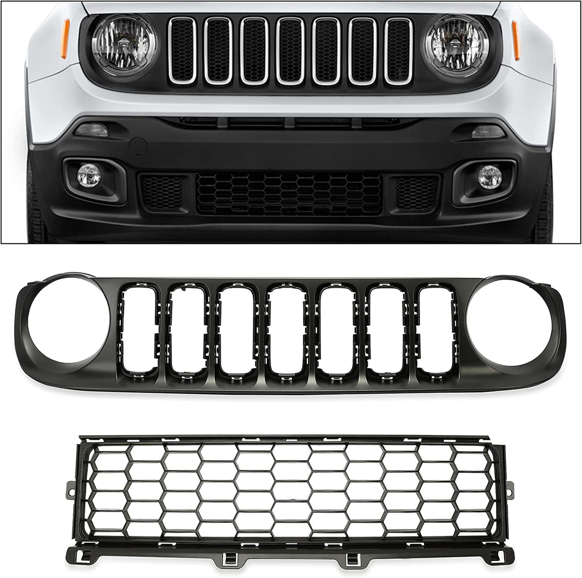 Black 2pcs Front Grille and Lower Grille O264
