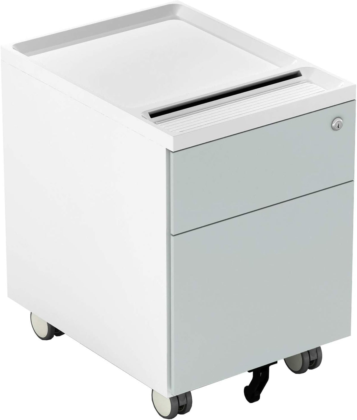 2 Drawer Metal File Cabinet with Lock and Casters S72934