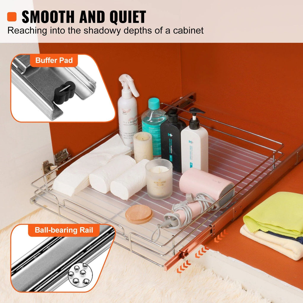 Chrome Steel Pull Out Cabinet Organizer with Sliding Shelves M869