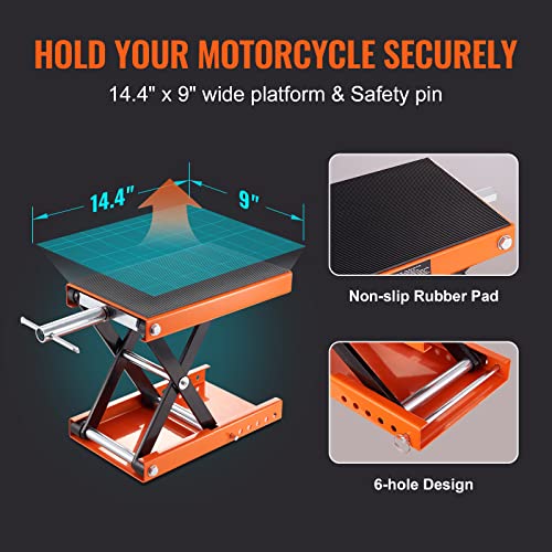 1100 LBS Steel Motorcycle Scissor Lift Jack with Safety Pin W335
