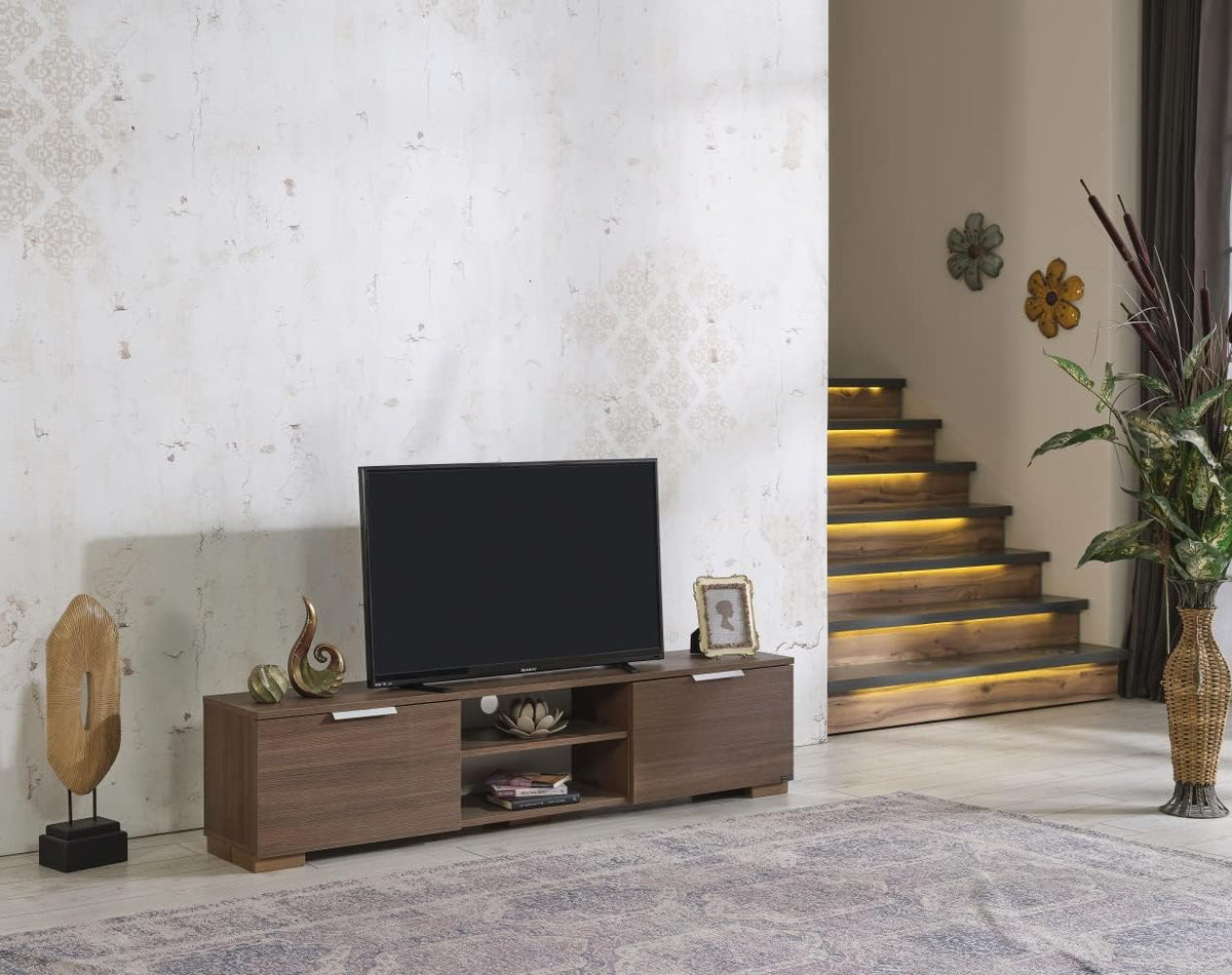 Mid Century Modern Walnut 66 inch Tv Stand L86103